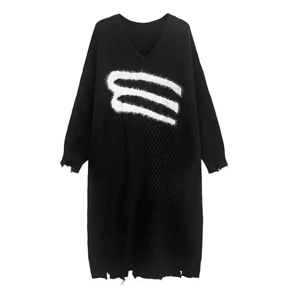 XITAO Knitted Pattern Dress Fashion Pullover Full Sleeve Small Fresh Casual Style 2023 Autumn Minority Loose Dress FBB1182